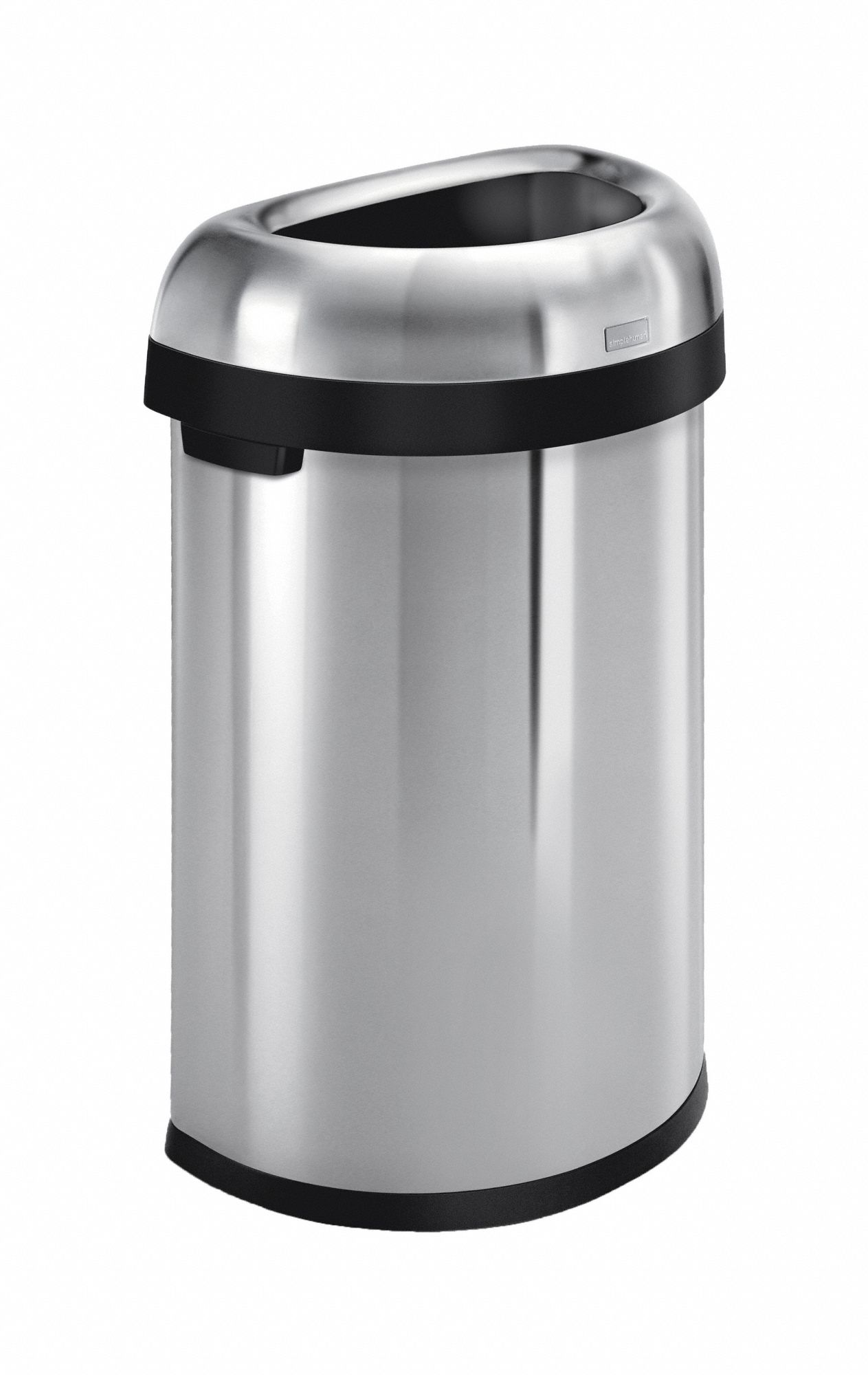Trash Can: Stainless Steel, Dome Top, Silver, 16 gal Capacity, 18 1/2 in Wd/Dia