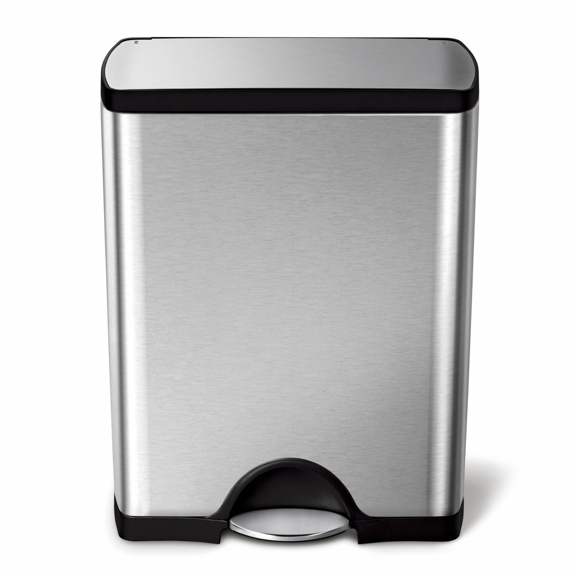 Trash Can: Metal, Silver, 13 gal Capacity, 19 4/5 in Wd/Dia, 12 4/5 in Dp, 25 7/10 in Ht