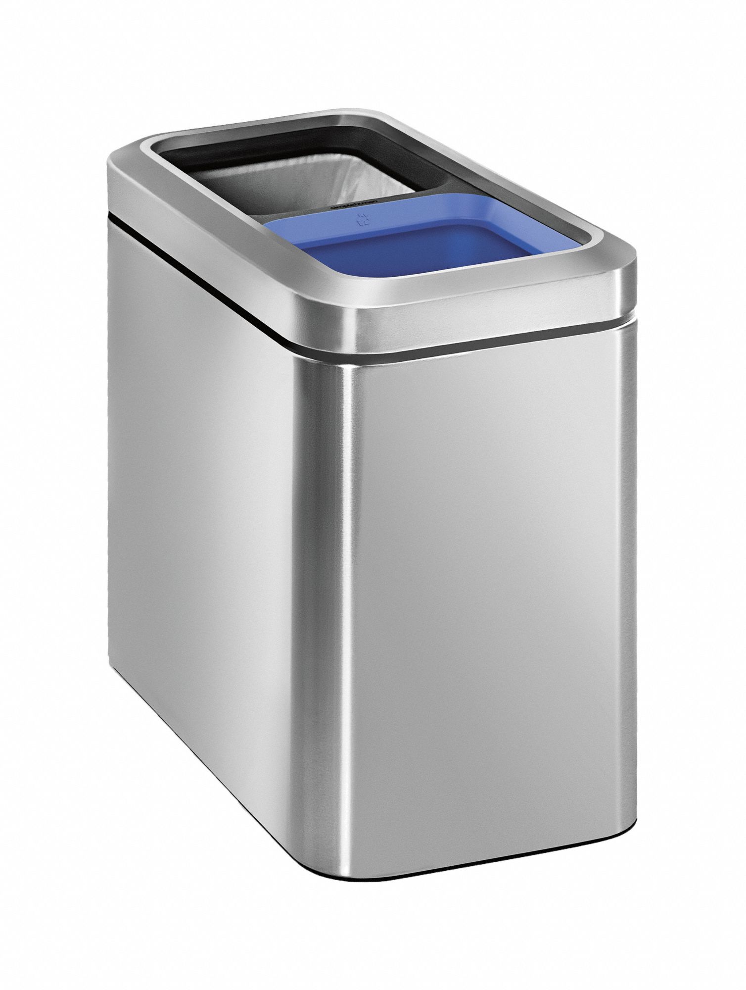 Recycling Station: Stainless Steel, 2 1/2 gal Container Capacity, 8 3/4 in Overall Wd