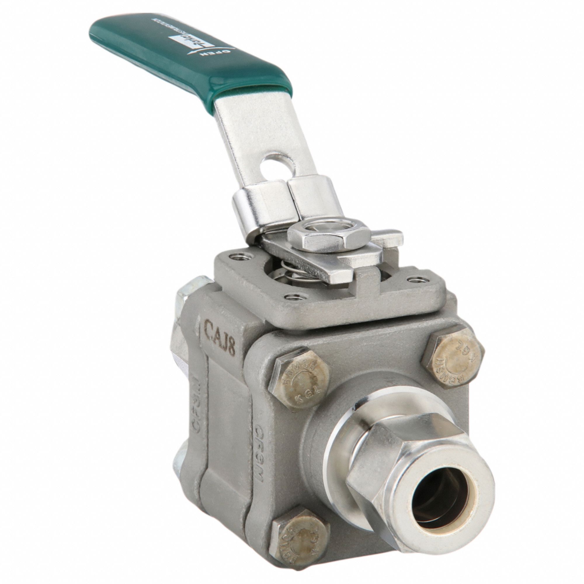 Manual Two-Way Ball Valve: 1/2 in, 316 Stainless Steel, Straight, Sweat x Sweat, Three-Piece