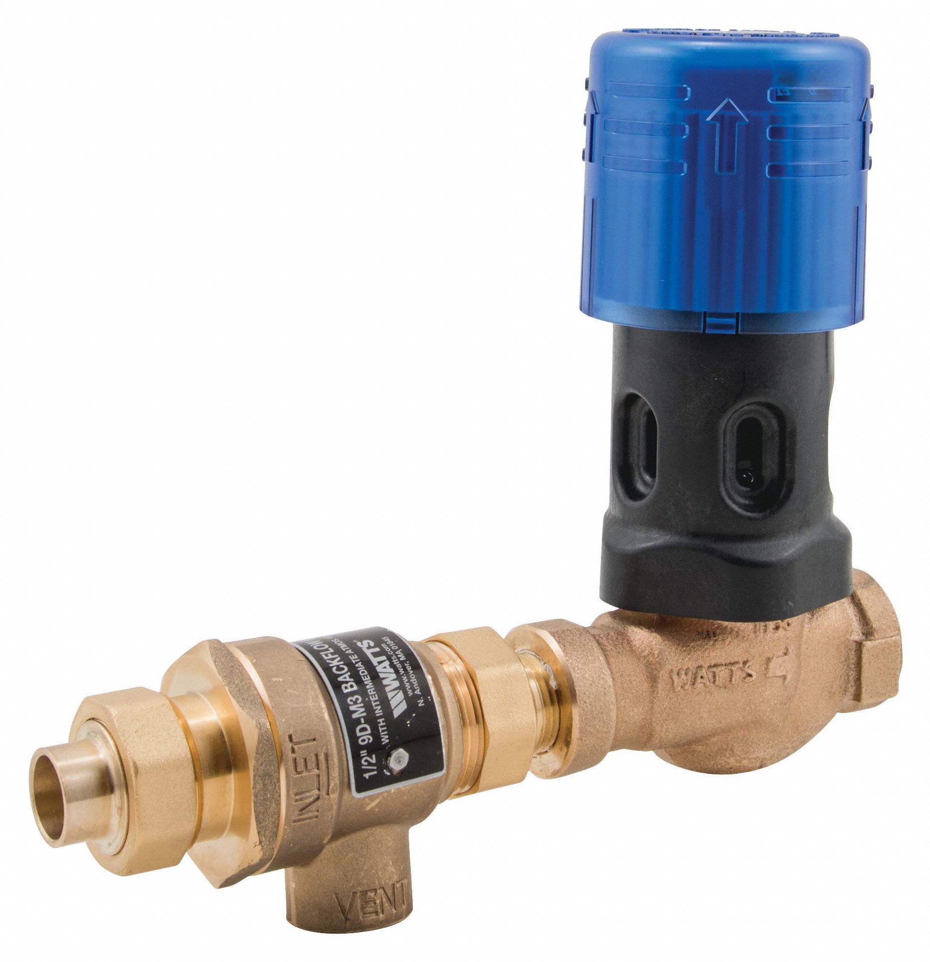 WATTS Backflow Preventer 1/2 in Size, NPT, Bronze, 33° to 212° F, 212
