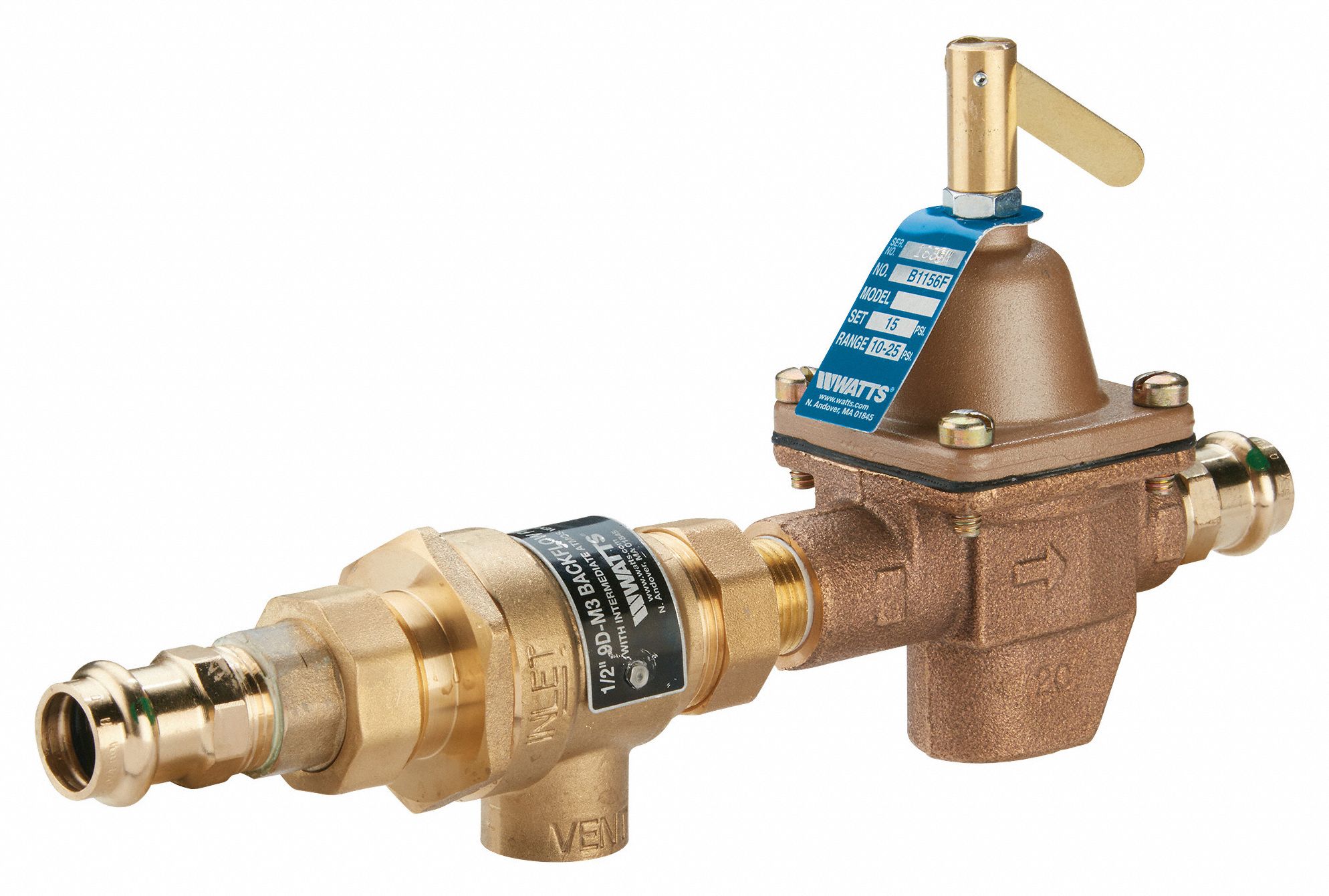 WATTS, 1/2 in Pipe Size, 8 1/2 in Lg, Boiler Feed Valve w/Backflow