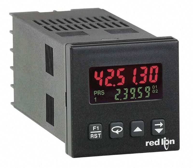 RED LION Time Meter: 85 V AC – 250 V AC, 18 V DC – 36 V DC, 0.3 in Digit Ht - Max., RS-485, C48TD102. Key specifications — attr1042966: C48TD102; attr1042969: +/-0.01%; attr1042981: Red; attr1042982: LCD; attr1042993: 4X; attr1043003: Time Meter; attr1043006: C48T; attr1043012: Screw Clamp.