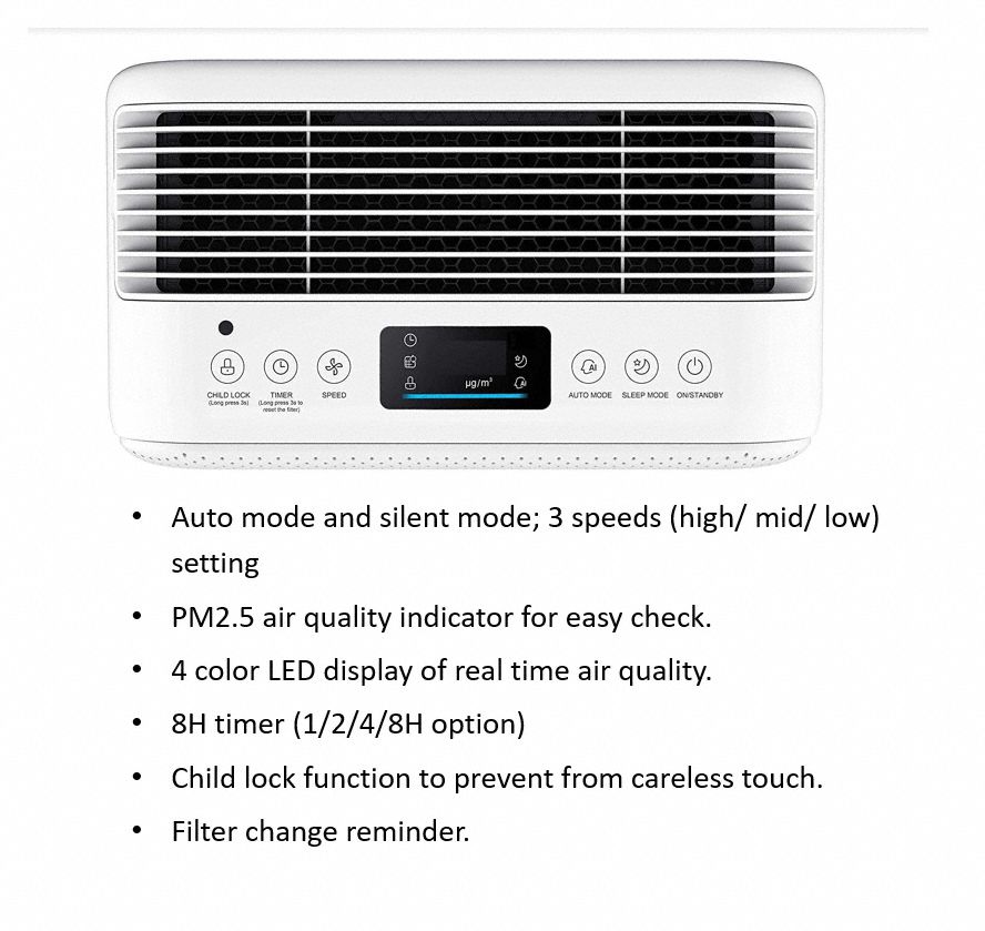 Air Cleaner Freestanding 307 sq ft HEPA