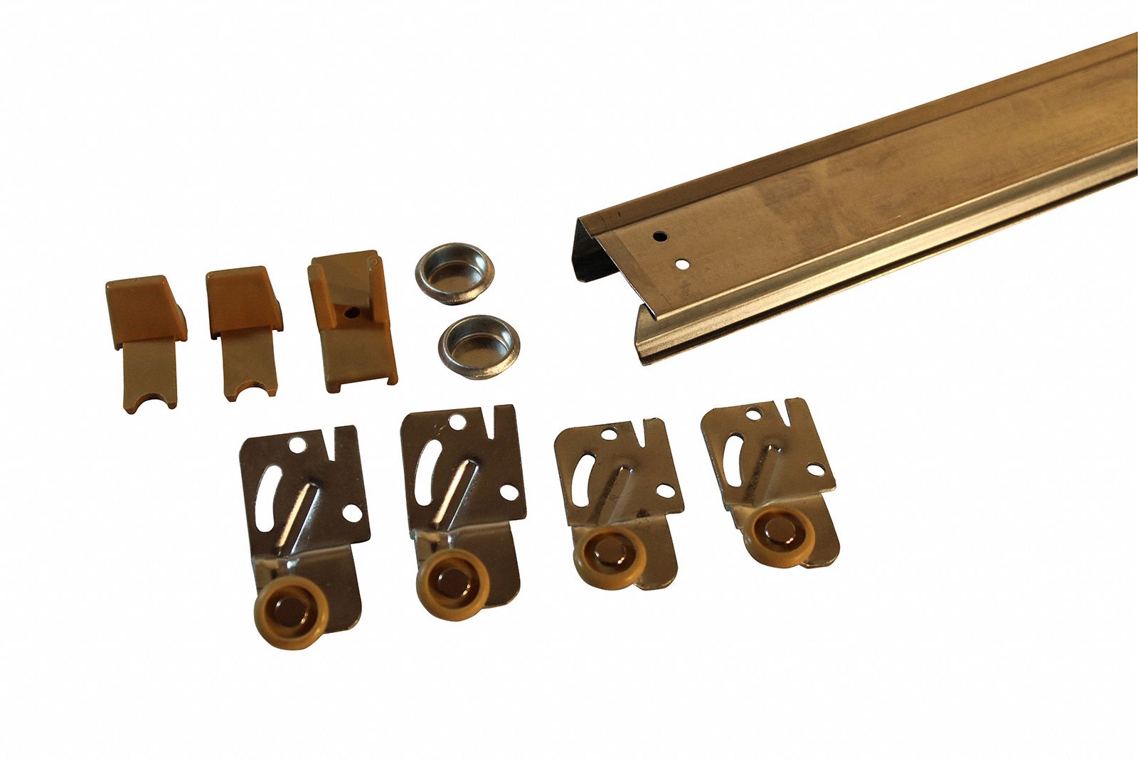 Sliding Door, Steel/Plastic/Nylon, ByPass Closet Door Track Set 793KE57048U Grainger