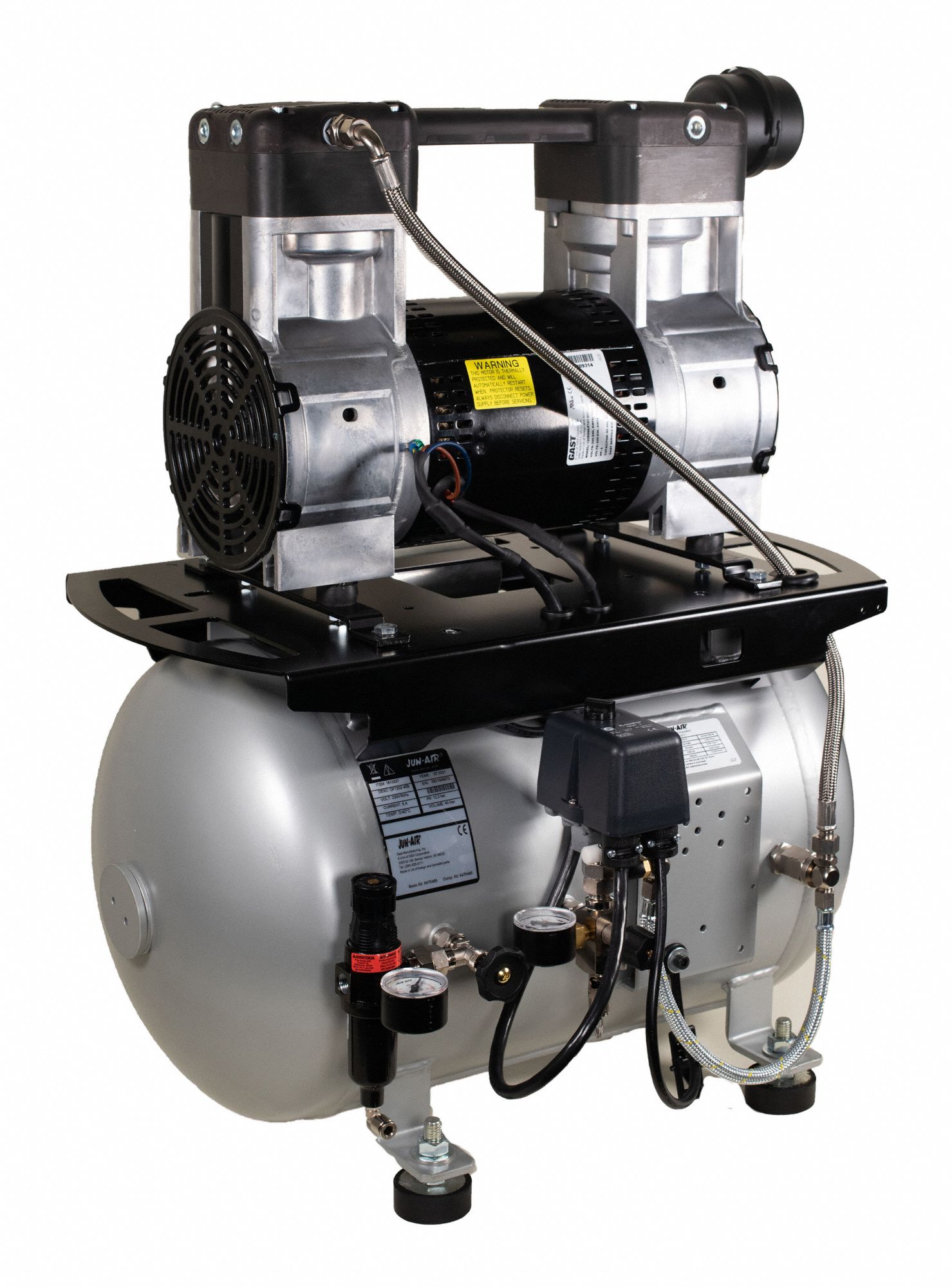 Rocking Piston Compressor System: Oil-Less N/A, 2 hp, 5.5 cfm, 120 psi Max Op Pressure, 230V