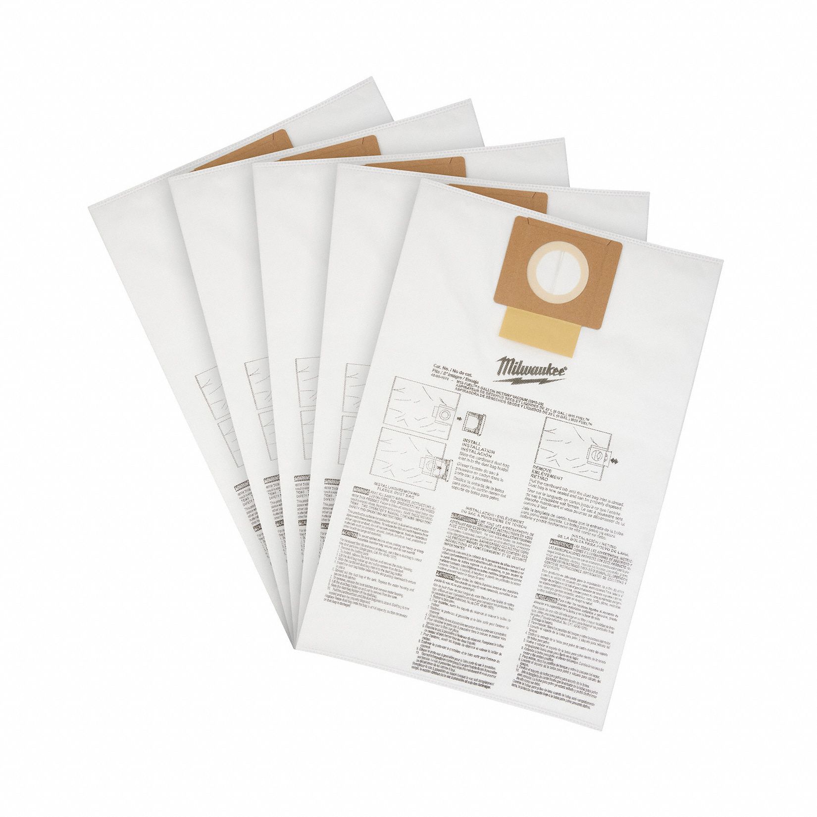 Vacuum Bag: Milwaukee®, 0910-20, Wet/Dry, Fleece, 5-Ply, Std, 49-90-1979