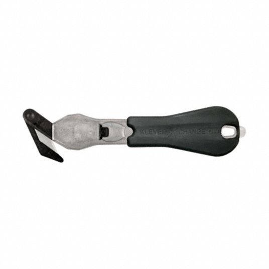 KLEVER, 7 in Overall Lg, Oval Handle, Hook-Style Safety Cutter