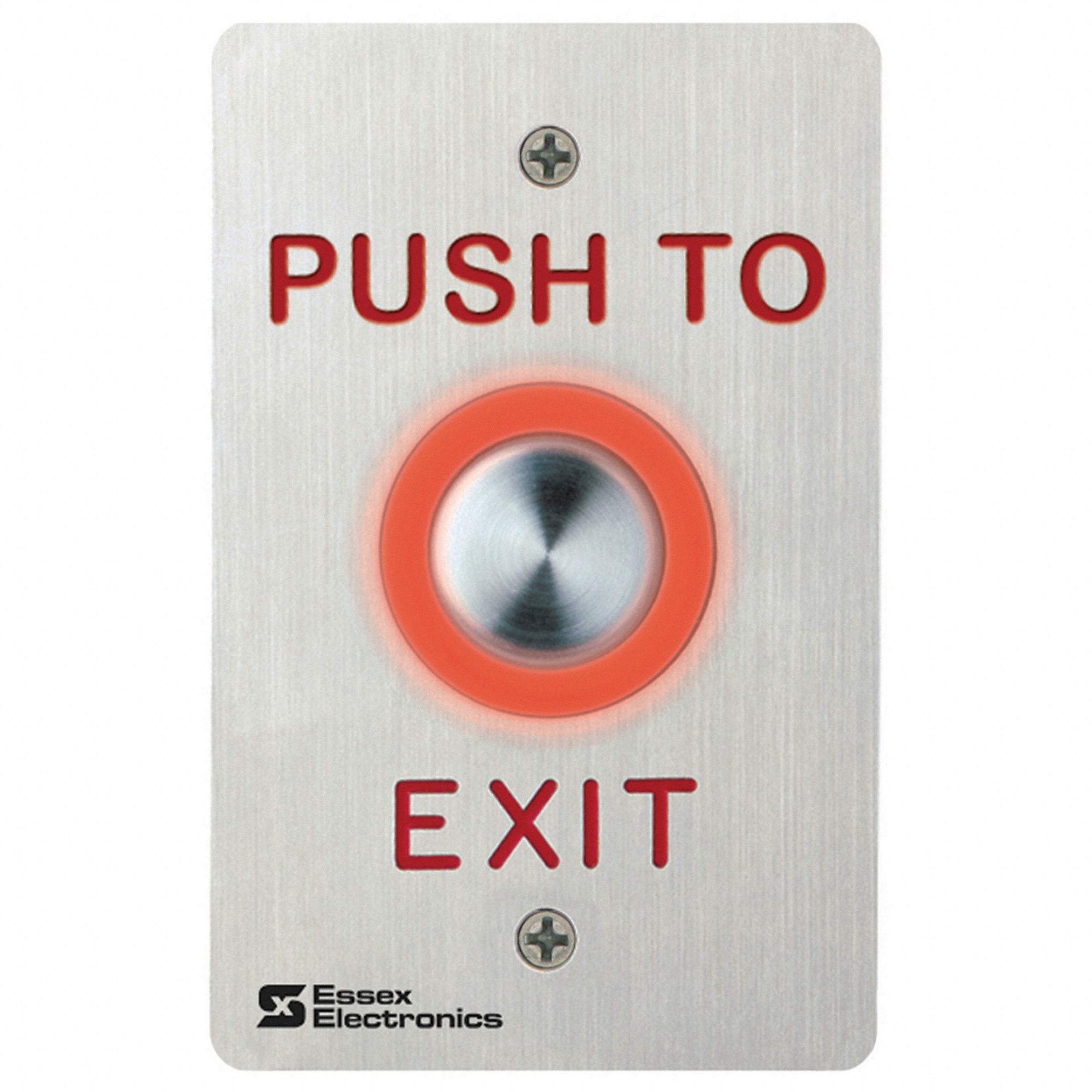 Exit Push Button: 4 1/2 in Ht, 1 1/4 in Dp, 2 3/4 in Wd, Gray, Gray – Stainless Steel, Gray