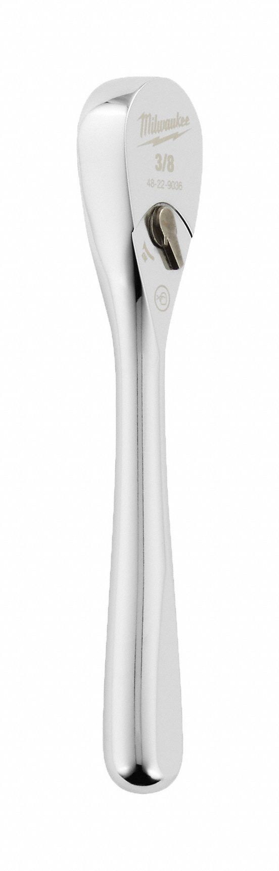 Hand Ratchet: Pear, Reversible, 5 in Overall Lg, Chrome, 4° Min Arc Swing, Non-Magnetic