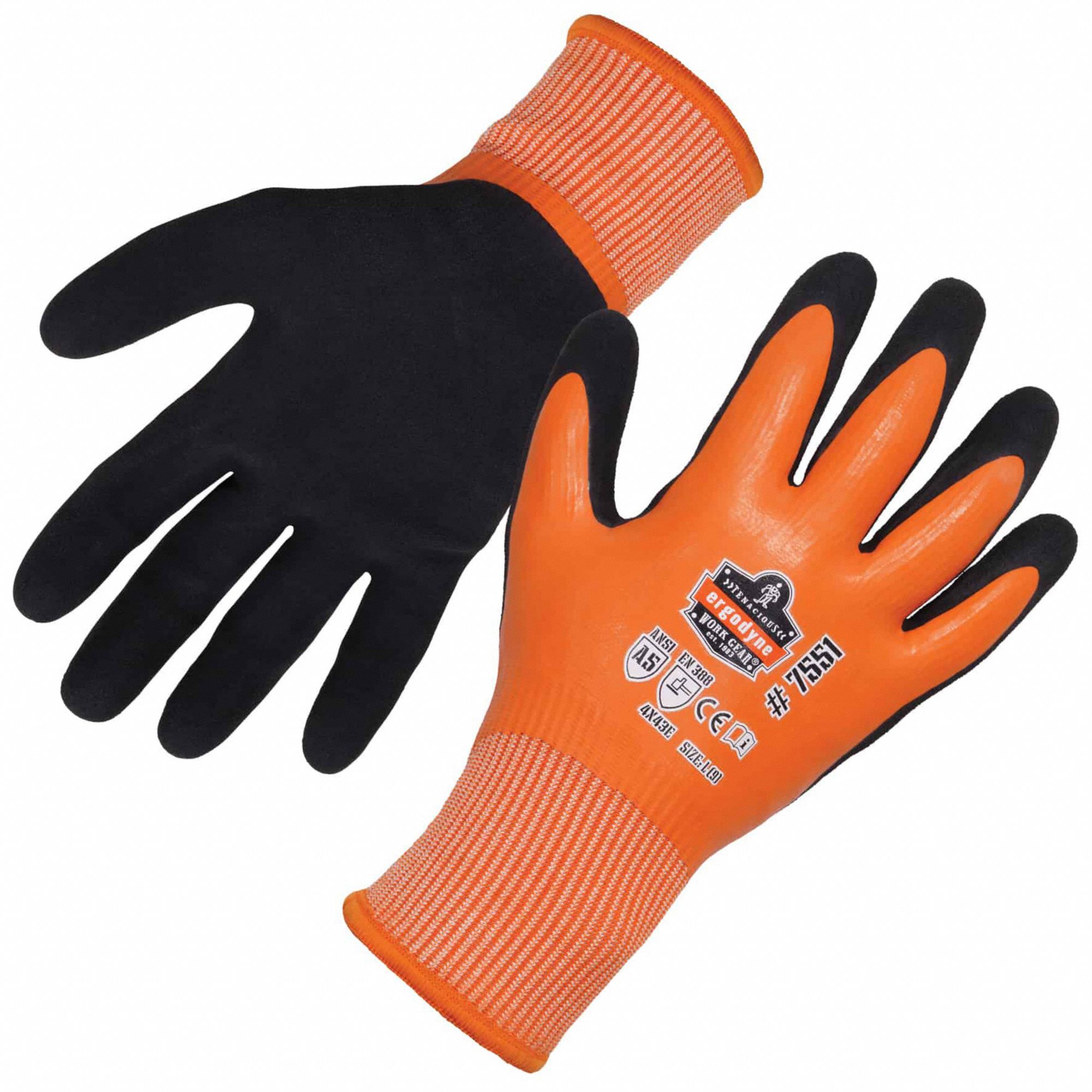 Thermal Coated Glove, A5, 2XL, Orange, PR