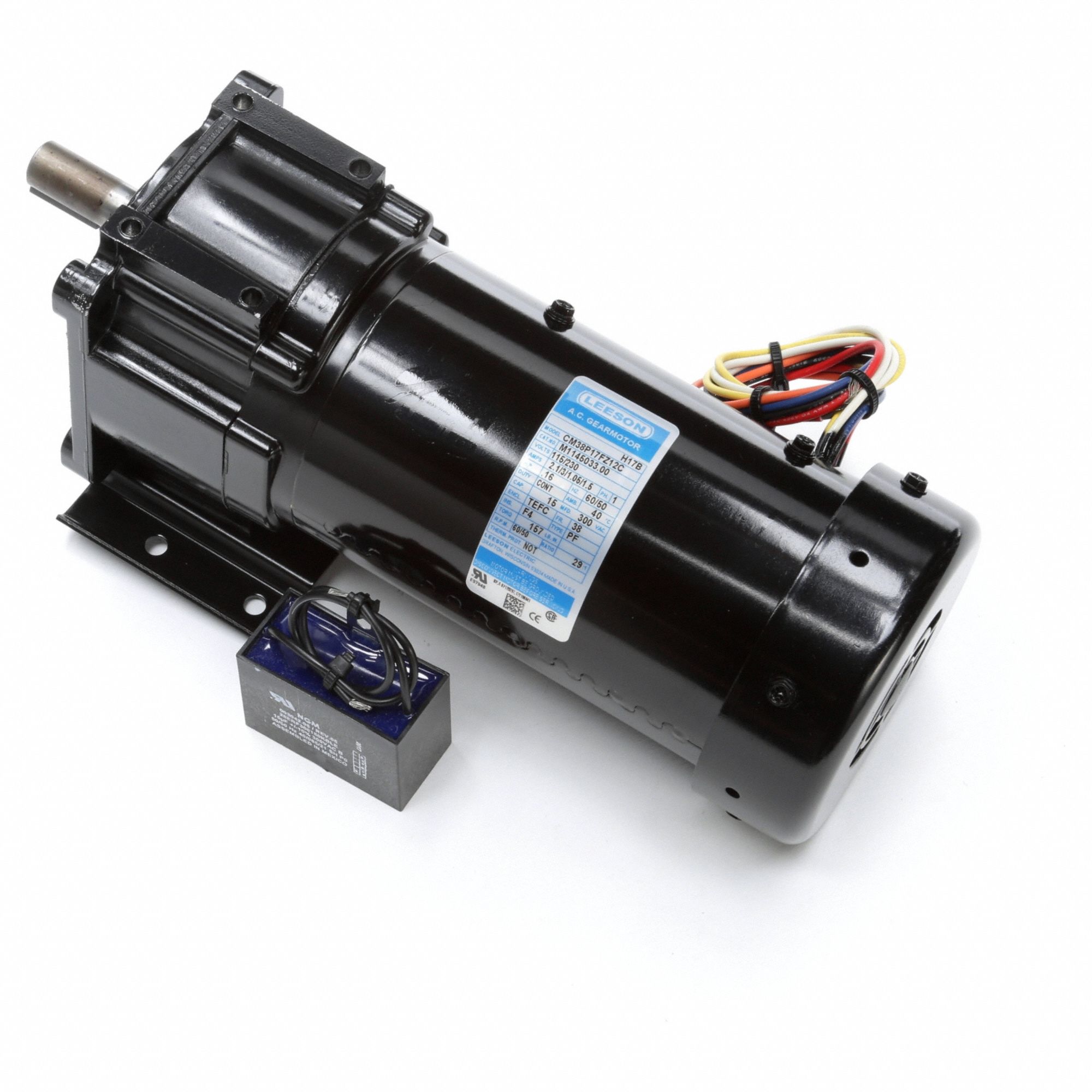 AC Gearmotor: Parallel, Single Output Shaft, Keyed, PSC, TEFC, 60 RPM, 157 in-lb Max Torque
