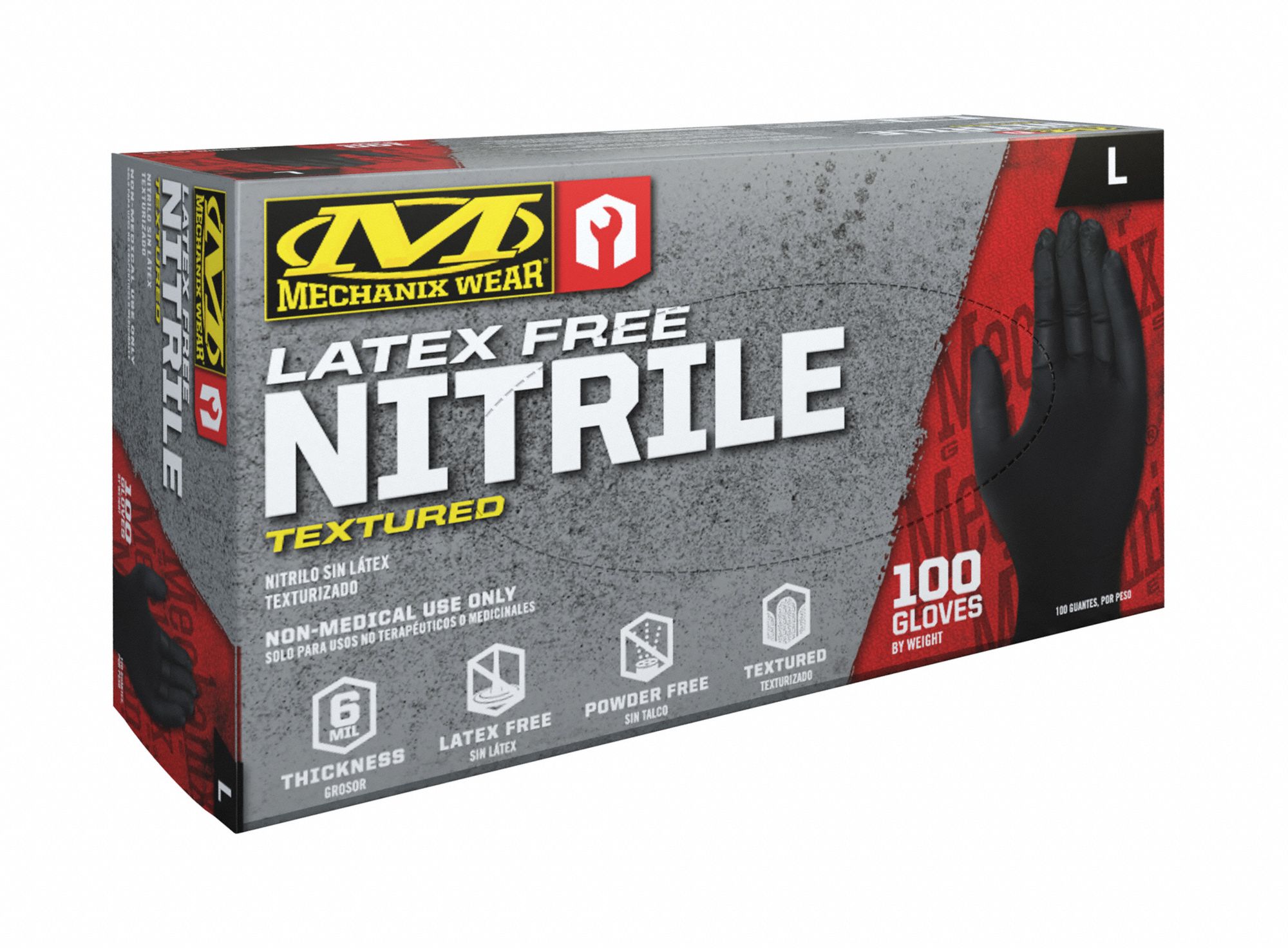 MECHANIX WEAR, Gen Purpose, 2XL ( 12 ), Black Nitrile Gloves 793PF7