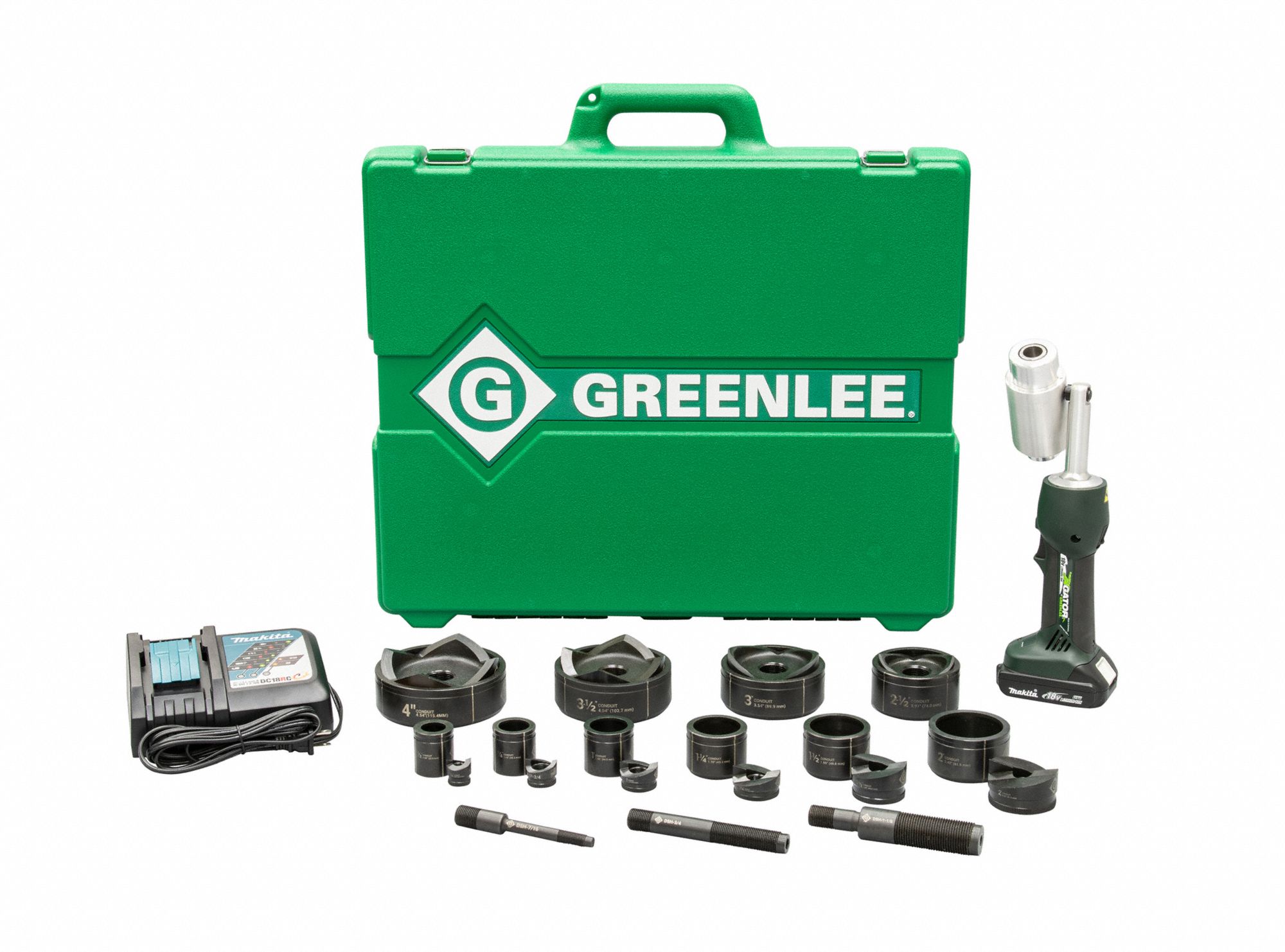 Knockout Tool Kit: 18V DC, 4 in Punching Capacity (Steel), For 12 ga Max. Steel Thick