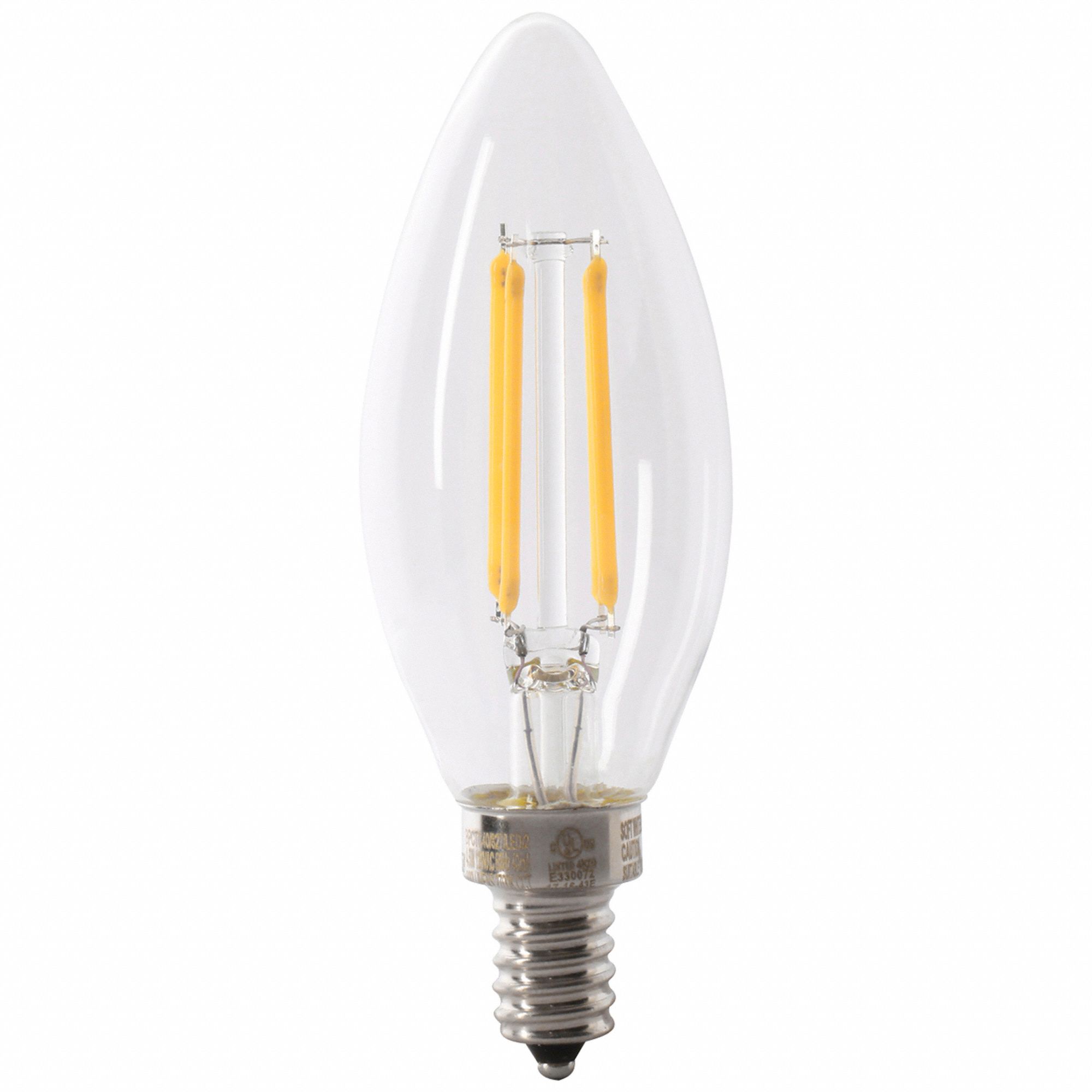 Compact LED Bulb: Candelabra Screw (E12), LED, (B) Bullet, B10, 3.3 W Watt, 3000K