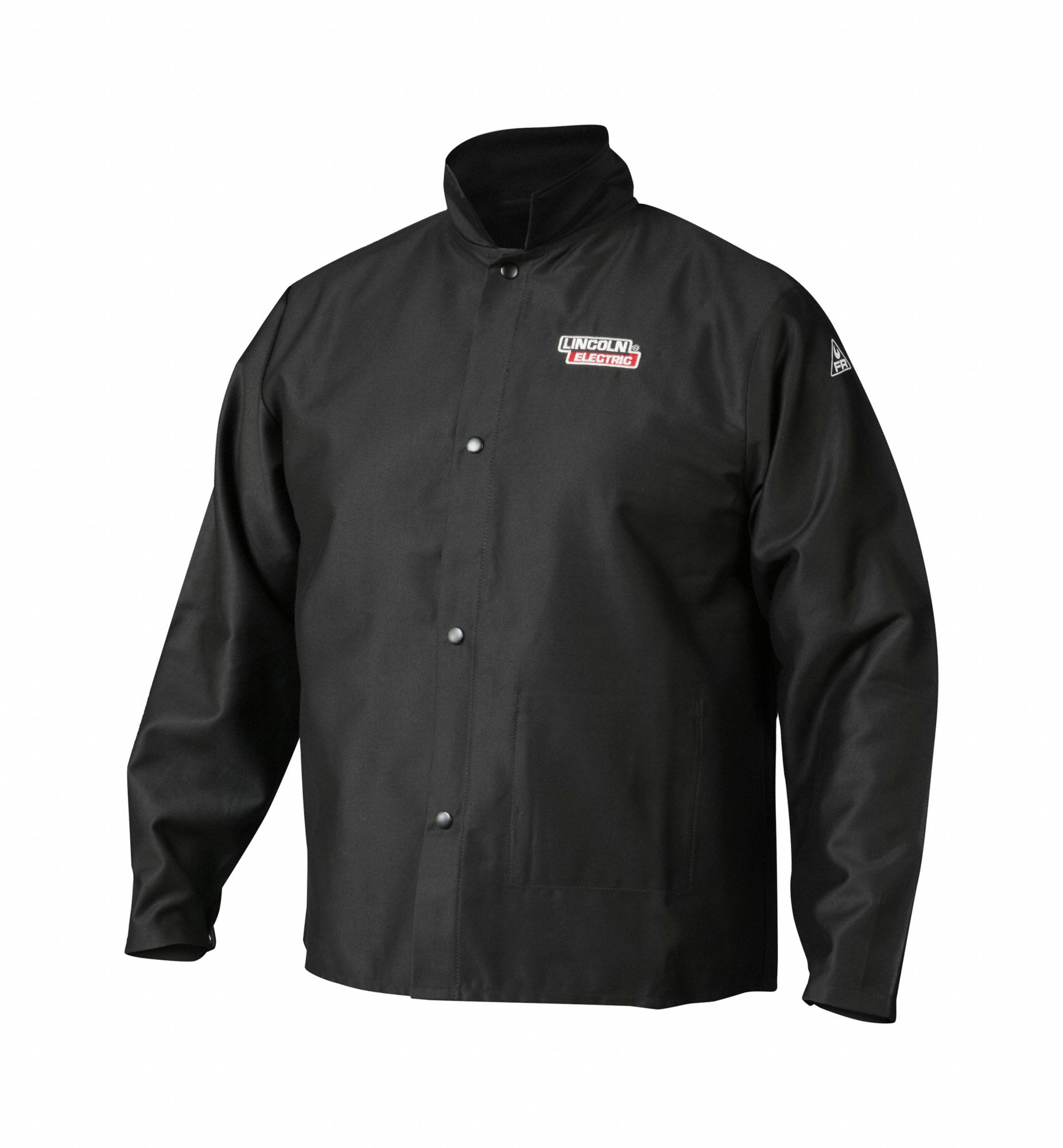 MEN'S WELDING JACKET, 9 OZ COTTON, BLACK, BUTTON, 1 POCKET, XL, FIRE-RETARDANT