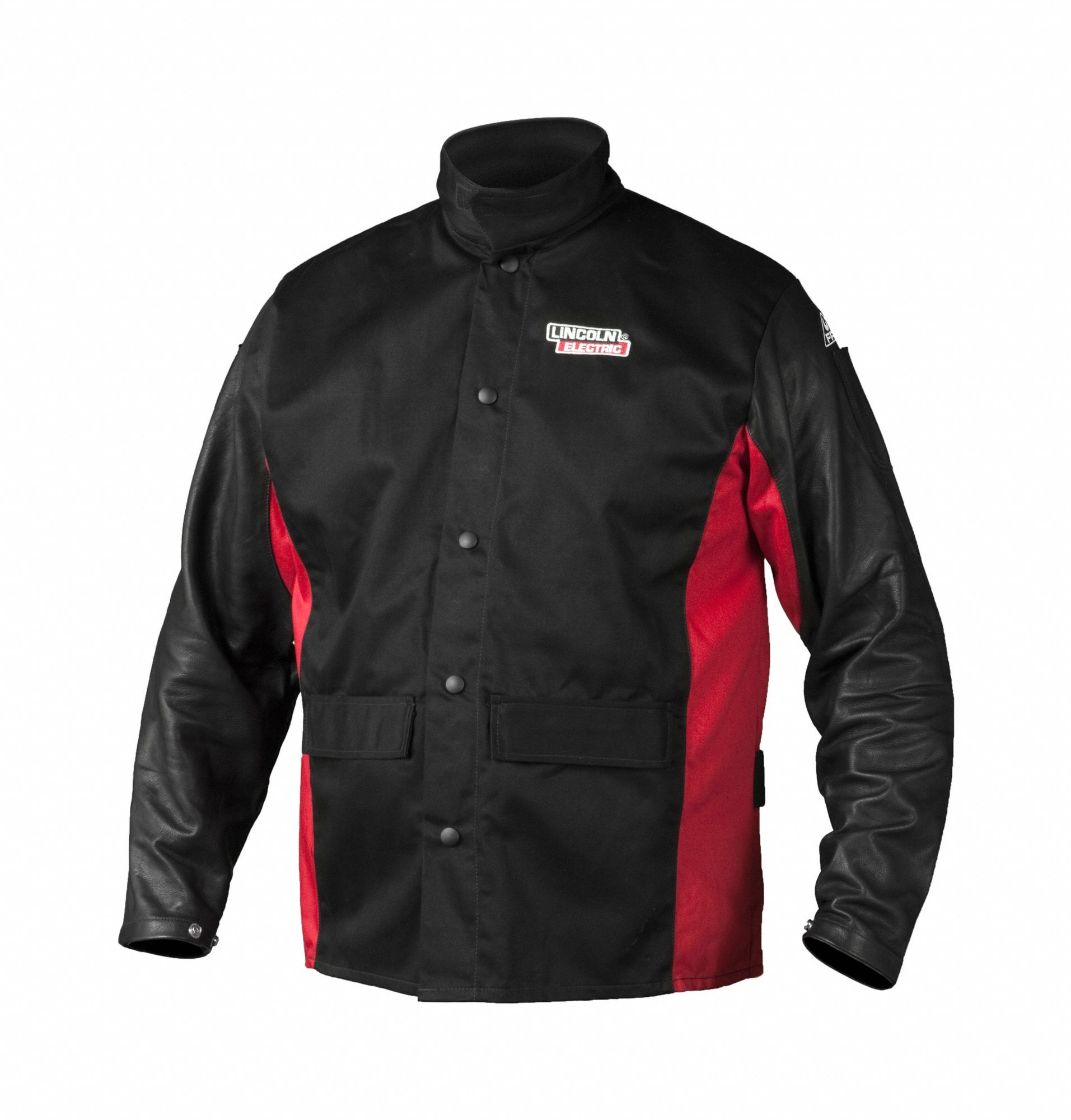 MEN'S WELDING JACKET, 9 OZ LEATHER, BLACK, BUTTON/VELCRO, 2 POCKETS, 3XL