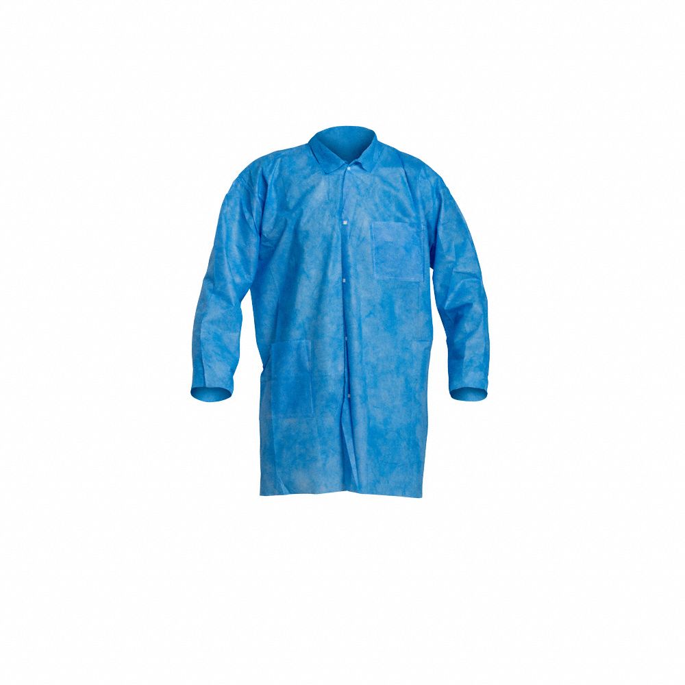 Lab Coat: ProShield®, Plain Collar, Snaps Closure, 2 Pockets, Left Chest/Right Hip, Open Cuff