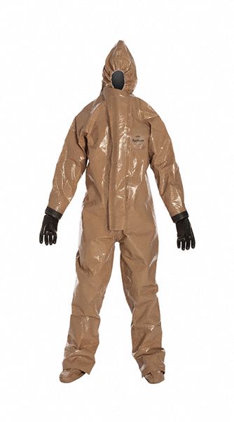 Coveralls: S, Tychem® Responder® CSM, Hook-and-Loop w/Boot Flaps Ankle, Tan, Taped Seam