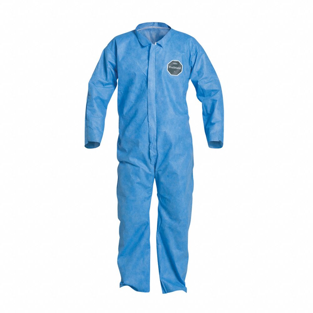 Coveralls: 6XL, SMS, Open Wrist, Open Ankle, Blue, Serged Seam, 25 PK