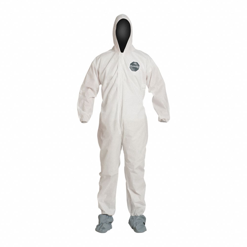 Coveralls: 6XL, SMS, Elastic Wrist, Elastic w/Boot Covers & Slip Resistant Sole Ankle, 25 PK