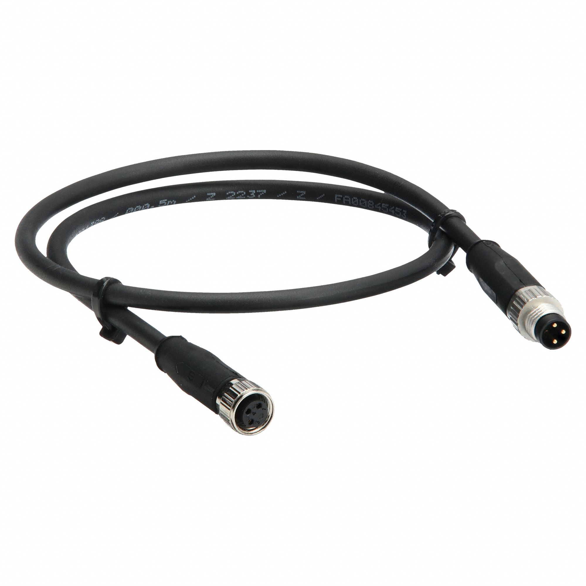 Cordset: M8 Female Straight X M8 Male Straight, 4 Pins, Black, PUR, 2 m Cable Lg