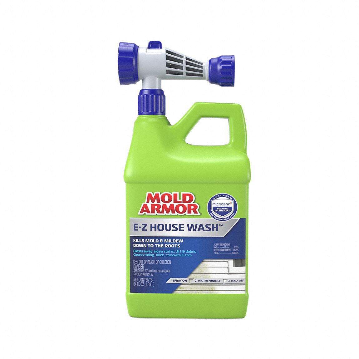 Mold and Mildew Remover: Hose End Connection Bottle, 1 gal Container Size, Ready to Use