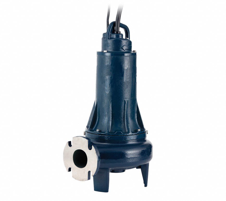 SEWAGE EJECTOR PUMP, DUCTILE IRON, THREE PHASE, 5 HORSEPOWER, 460V AC, 58 FT MAXIMUM HEAD