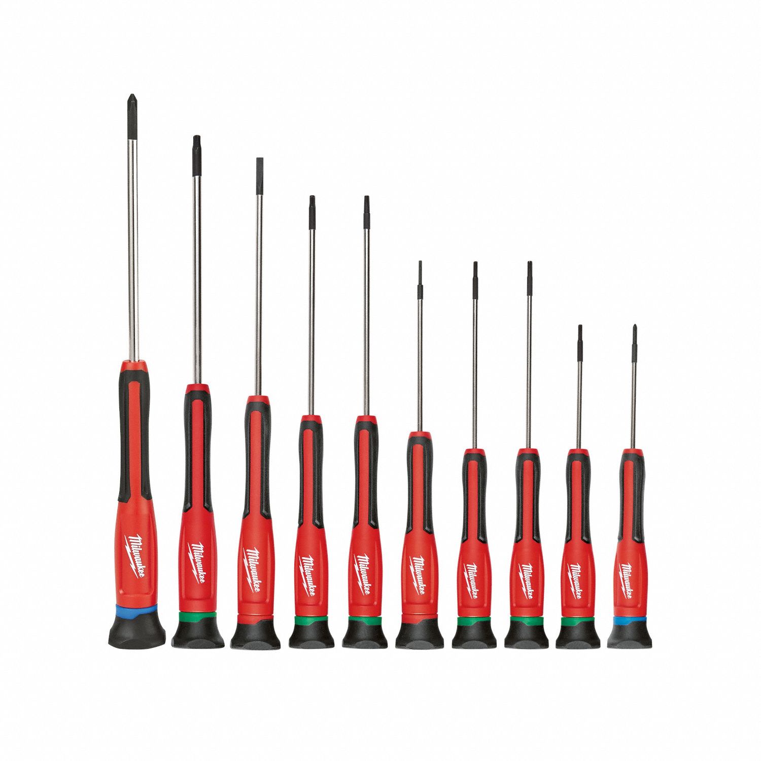 Screwdriver Set: 1-10 Pieces, 10 Pieces, Phillips/Slotted/Torx Tip, 10 3/4 in Overall Lg