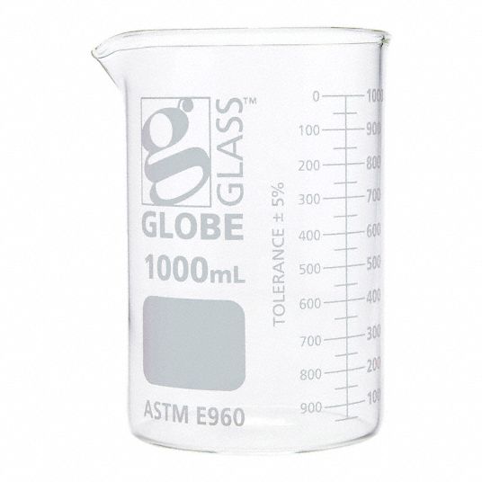 Globe Scientific Beaker Borosilicate Glass 3378 Oz Labware Capacity English Reusable 6 Pk 7721