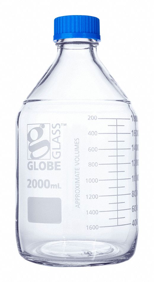 Media Bottle: Borosilicate Glass, 2 L Capacity - mL, 67.6 fl oz Capacity - oz, 136 mm Body Dia