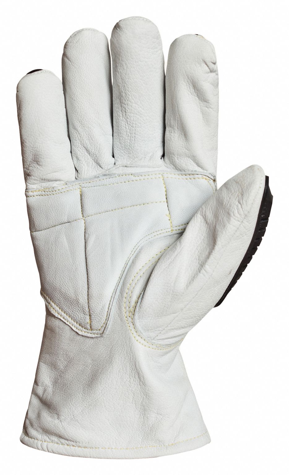 Work Gloves: M ( 8 ), Leather Glove, Full Finger, ANSI Abrasion Level 4, Padded Palm, 1 PR