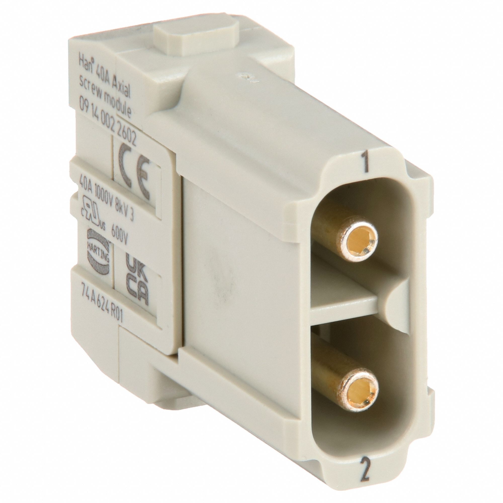 Industrial Rectangular Connector Insert: Han-Modular®, Screw, Male, 40 A Current Rating