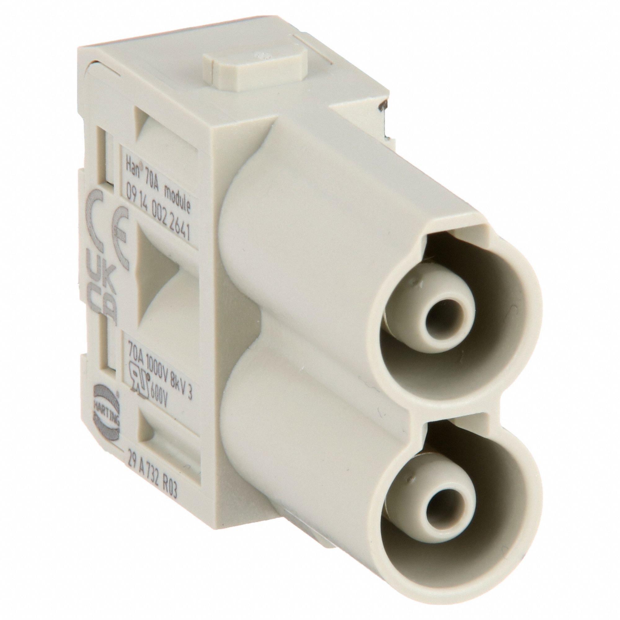Industrial Rectangular Connector Insert: Han-Modular®, Screw, Male, 70 A Current Rating