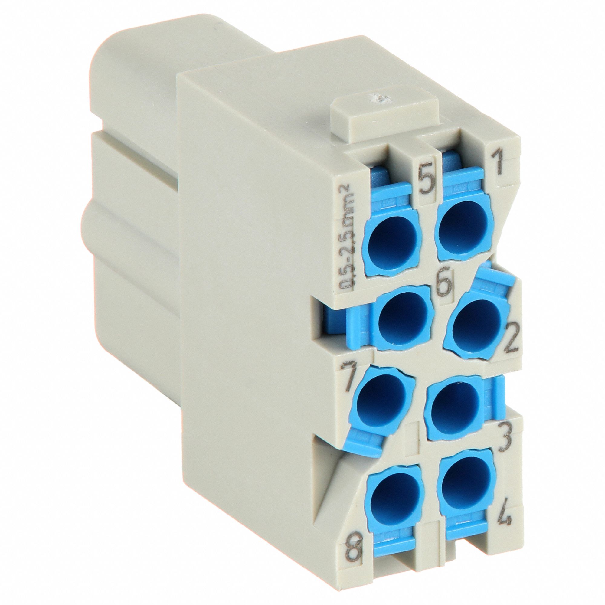 Industrial Rectangular Connector Insert: Han-Modular®, Spring-Clamp, Female, Gray, 8 Poles