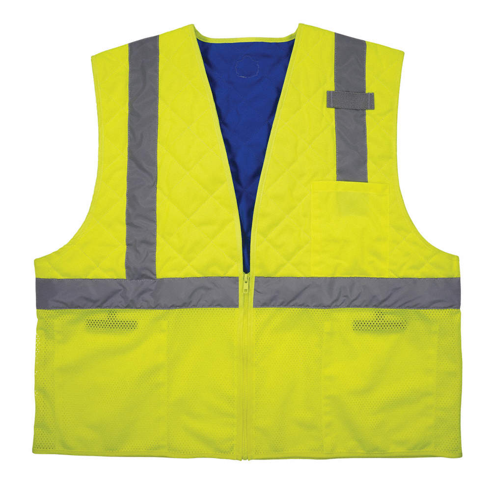 CHILL-ITS BY ERGODYNE HI-VIS COOLING VEST, TOWEL, M, LIME, POLYMER, UP TO 4  HOURS, ZIPPER, CLASS 2 - Cooling Vests - EGO12713
