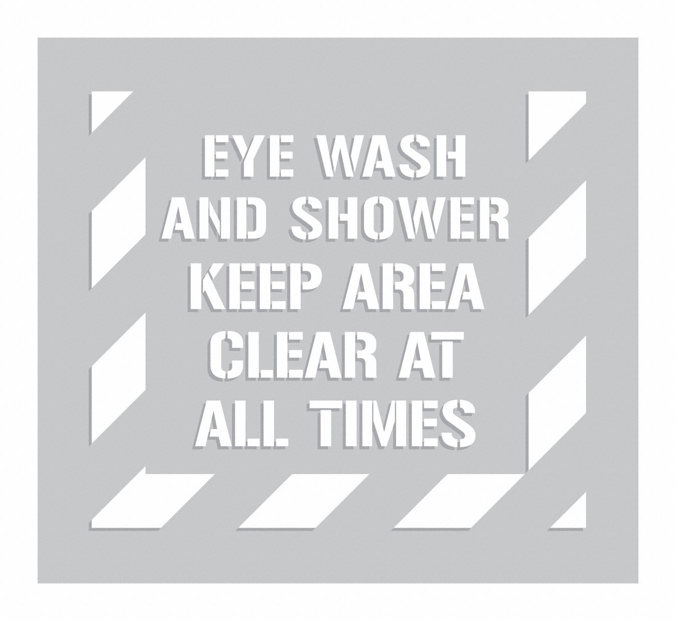 Individual Stencil: Eye Wash and Shower Keep Area Clear at All Times, Polyethylene