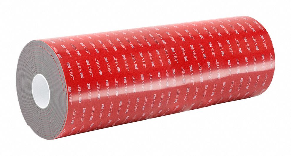 Foam Tape: Conformable, 12 in Wd, 5 yd Lg, 25 mil Thick, Gray, Acrylic, Closed, Acrylic Foam