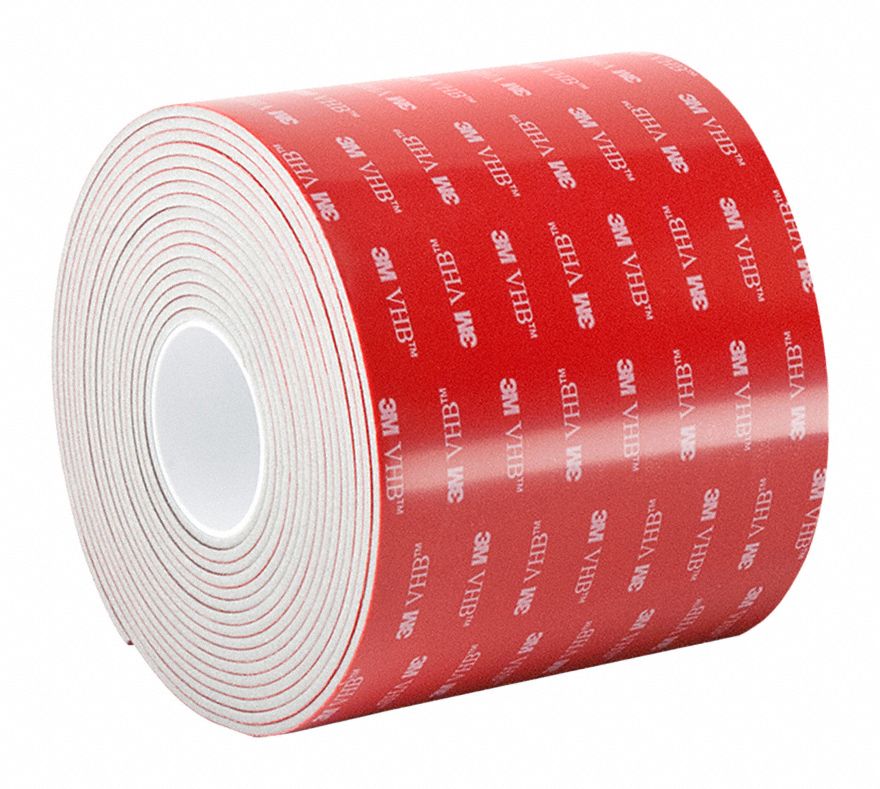 Foam Tape: Highly Conformable, 6 in Wd, 5 yd Lg, 45 mil Thick, White, Acrylic, Closed