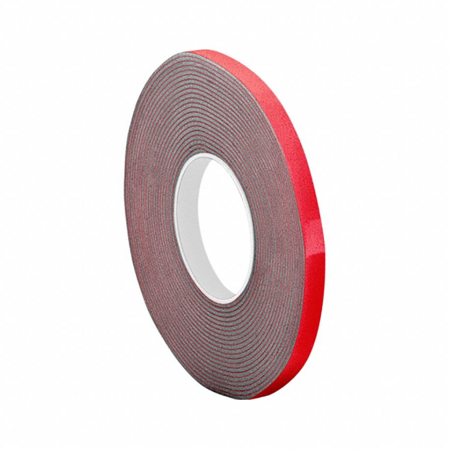 Foam Tape: Highly Conformable, 3/4 in Wd, 5 yd Lg, 45 mil Thick, Black, Acrylic, Closed
