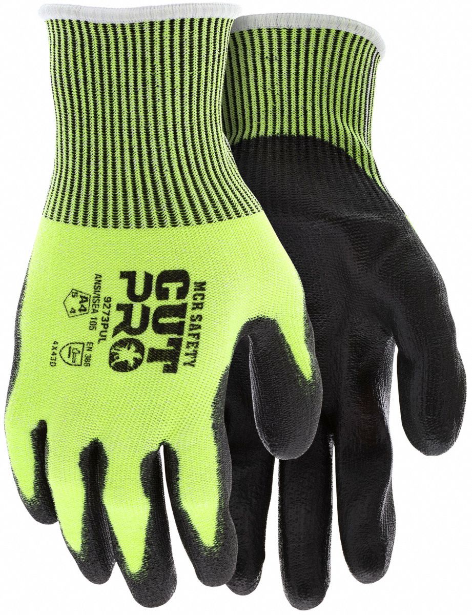 Coated Gloves: 2XL ( 11 ), ANSI Cut Level A4, Palm, Dipped, Polyurethane, Smooth, 1 PR