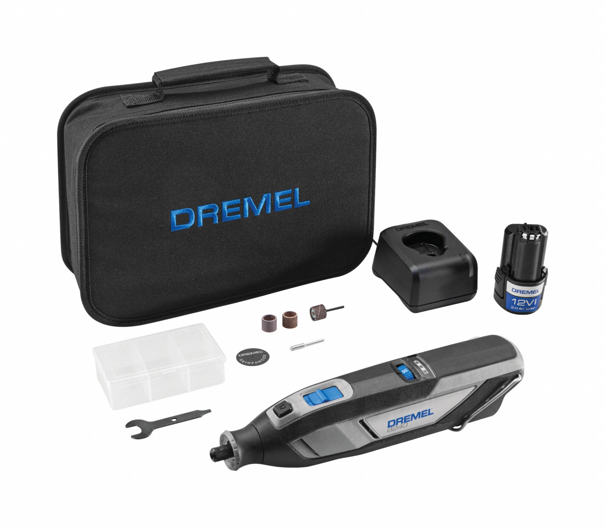 Rotary Tool: 35, 000 RPM Max. Speed, Variable Speed, 1/8 in_1/16 in Collet Size, (1) 2.0 Ah