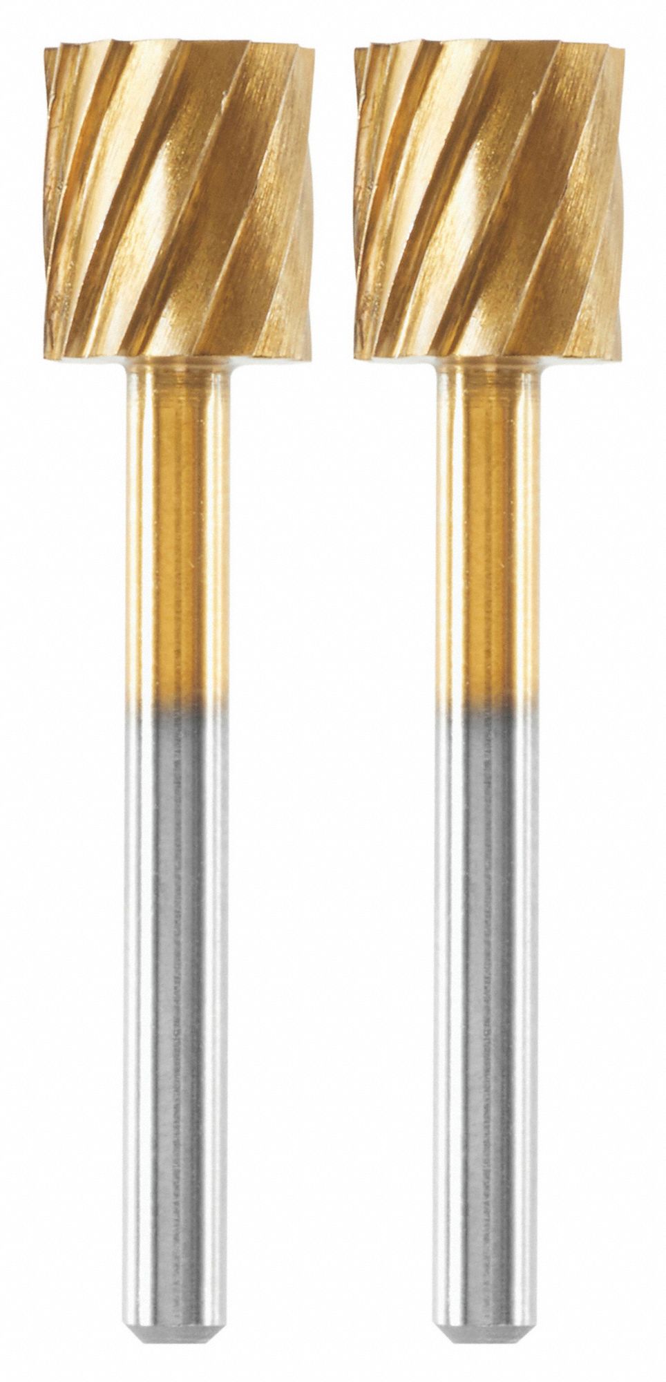 Carving Bit: Titanium Nitride, Cylinder, 5/16 in Head Wd, 1/2 in Head Lg, 1/8 in Shank Dia