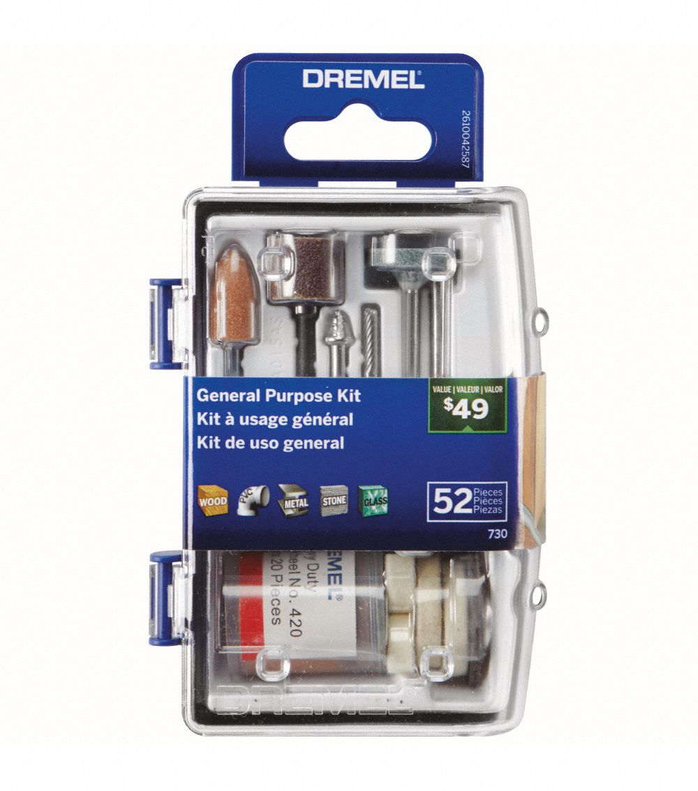 Rotary Tool Accessory Kit: Rotary Tool Accessory Kit, 52 Pieces, Case Included