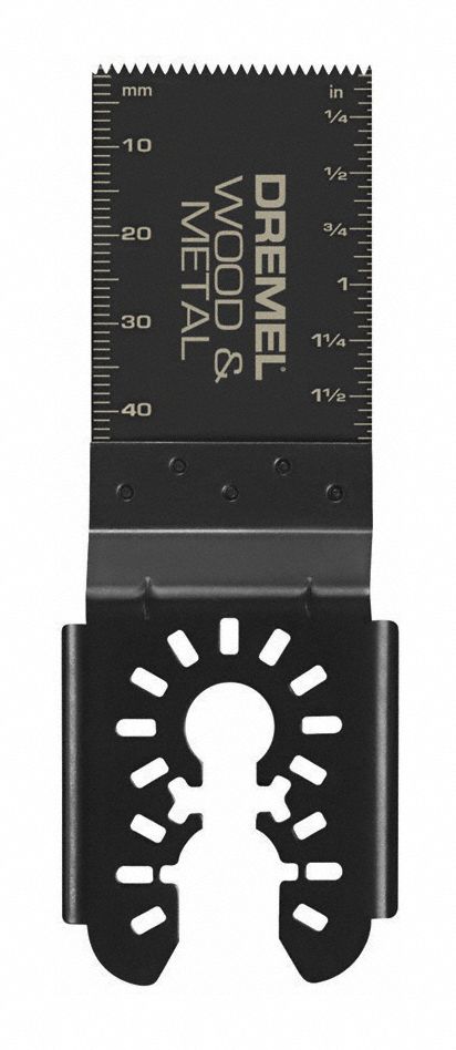 Oscillating Tool Blade: 1 1/4 in Blade Wd, 1 11/16 in Overall Lg, Flush Cutting, Bi-Metal