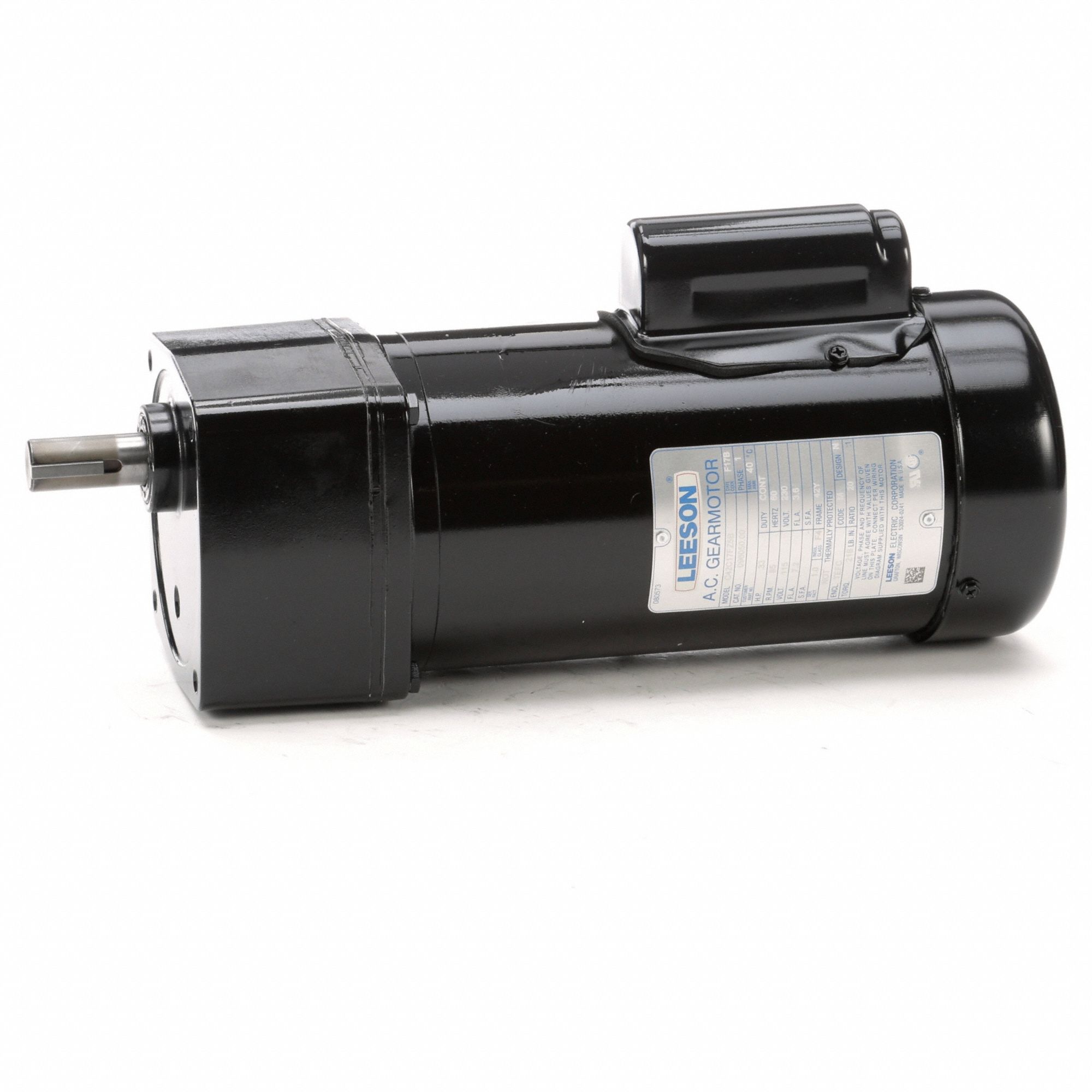 LEESON AC Gearmotor: Parallel, Single Output Shaft, Capacitor-Start, TEFC,  85 RPM, 0.33 hp Input