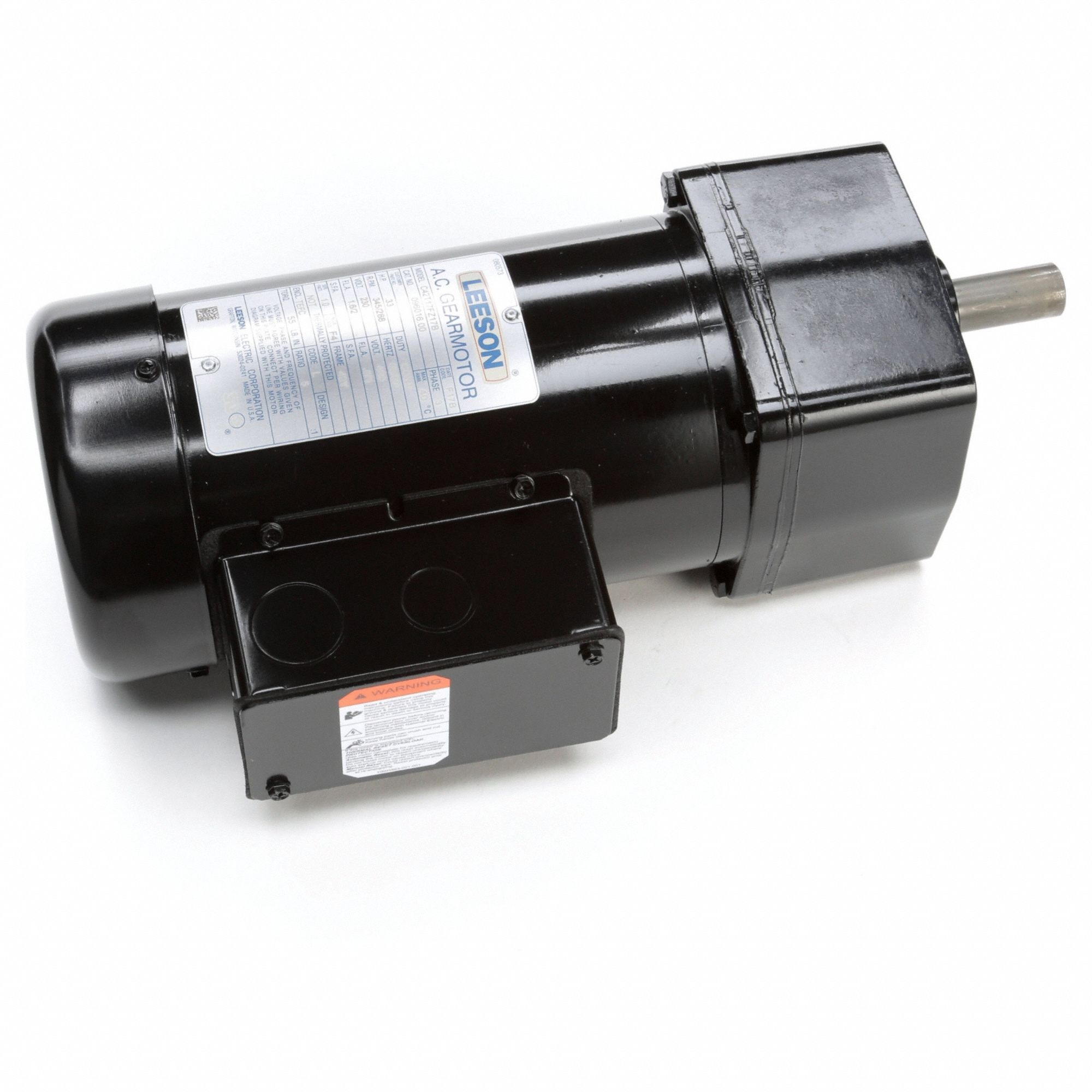 AC Gearmotor: Parallel, Single Output Shaft, 3-Phase, TEFC, 345 RPM, 55 in-lb Max Torque, 5:1