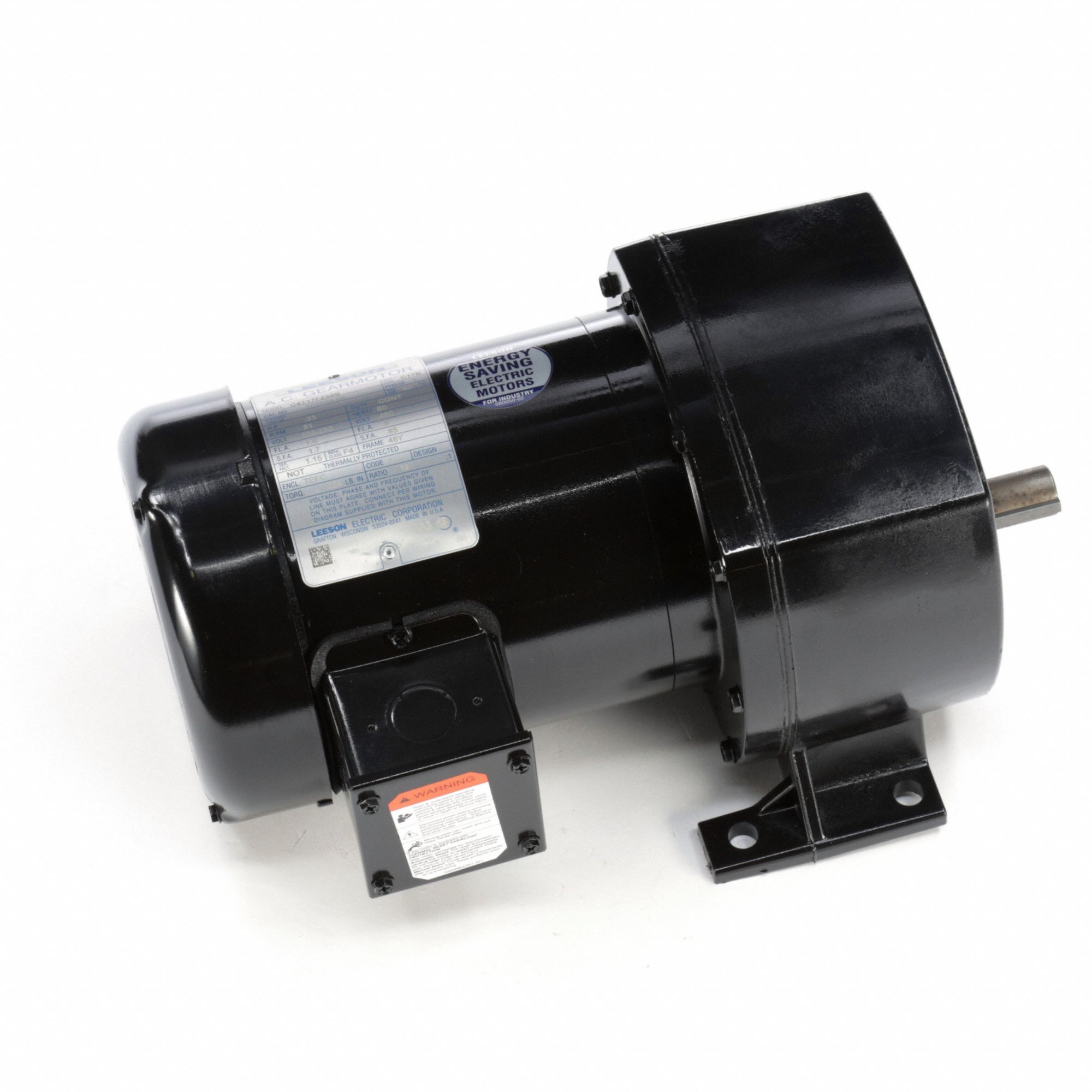 AC Gearmotor: Parallel, Single Output Shaft, 3-Phase, TEFC, 91 RPM, 224 in-lb Max Torque