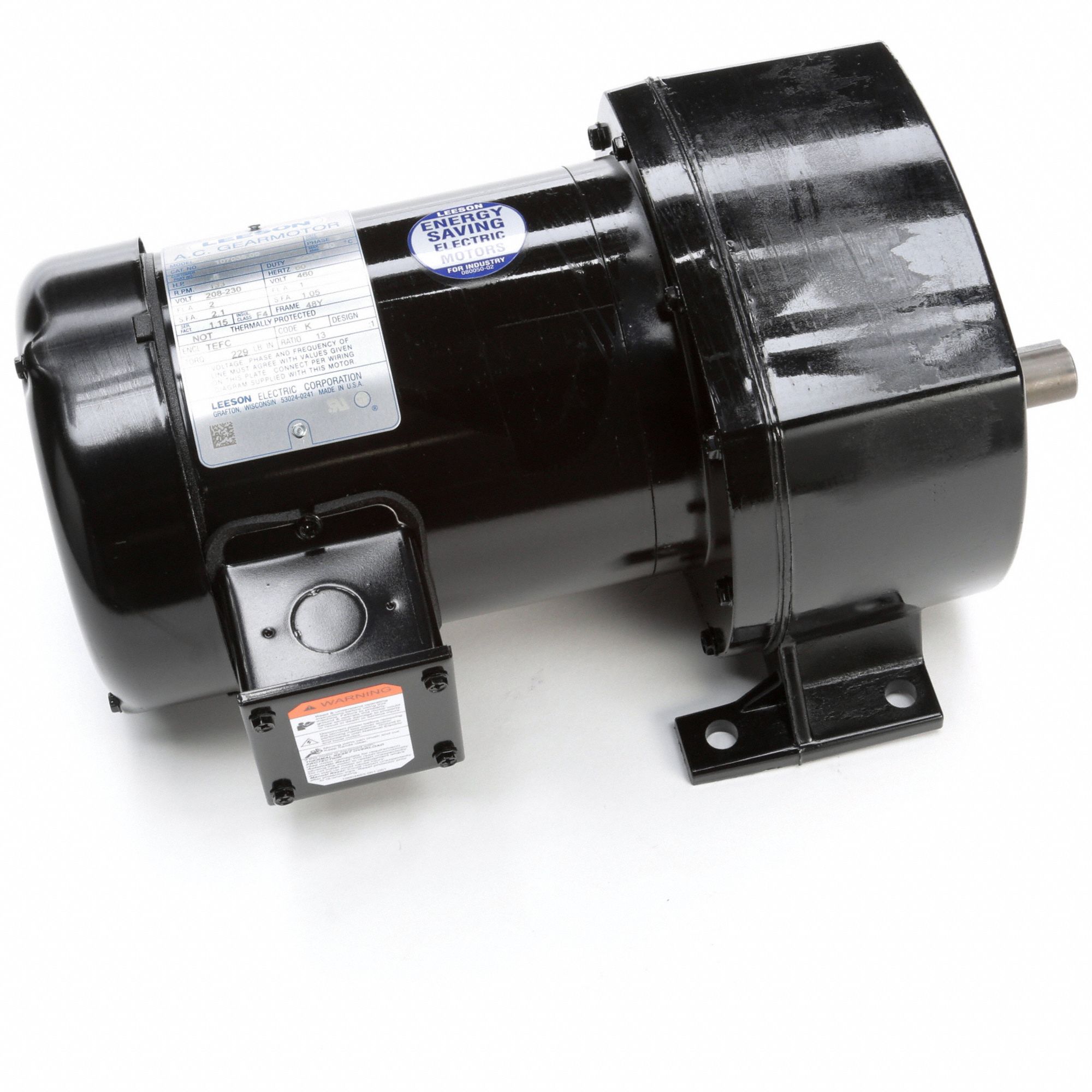 AC Gearmotor: Parallel, Single Output Shaft, 3-Phase, TEFC, 133 RPM, 229 in-lb Max Torque