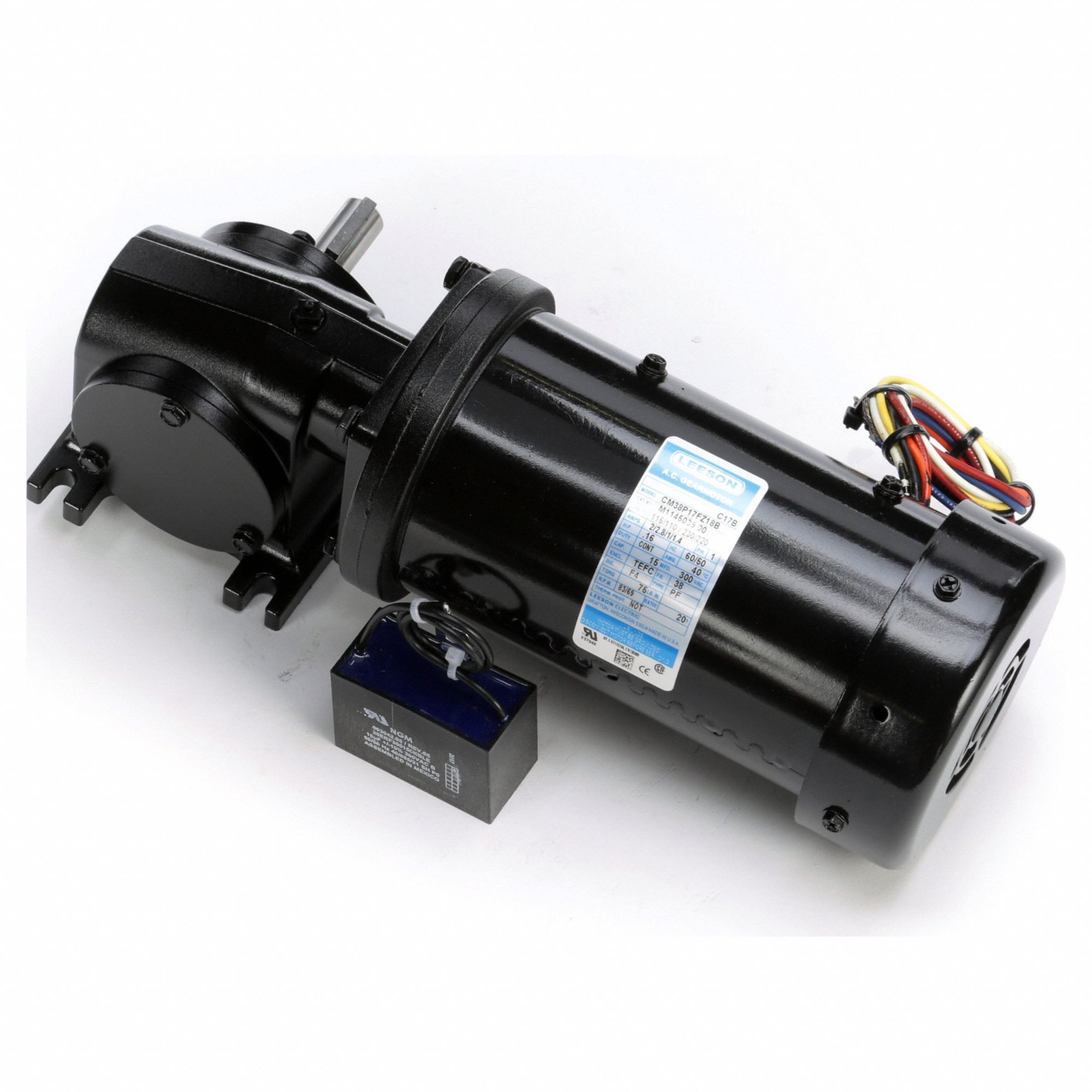 AC Gearmotor: Right Angle, Single Output Shaft, PSC, TEFC, 83 RPM, 75 in-lb Max Torque, 20:1